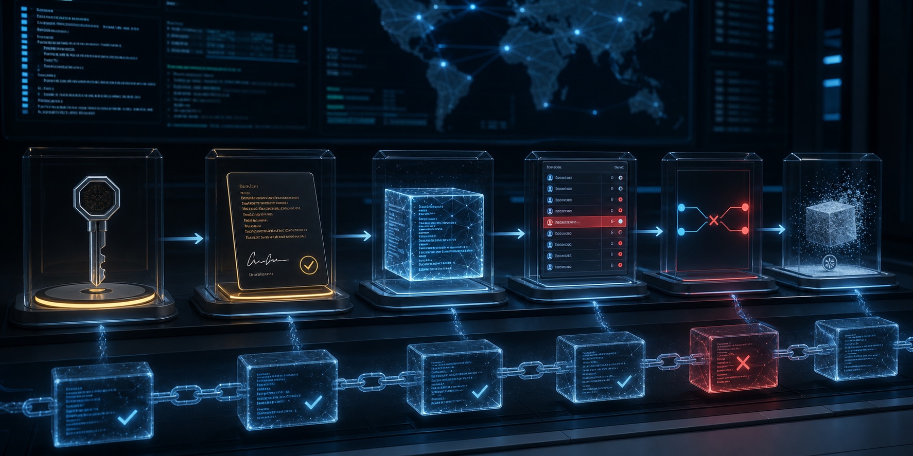 A smart contract checks a wallet against its internal restriction state and rejects the token transfer.